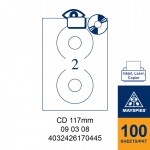 MAYSPIES 09 03 08 LABEL FOR INKJET / LASER / COPIER 100 SHEETS/PKT WHITE DIA.117MM